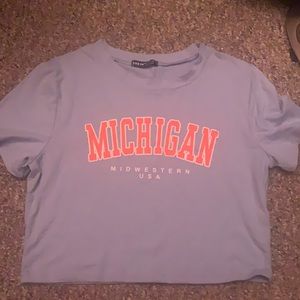 Blue Michigan Cropped Tee